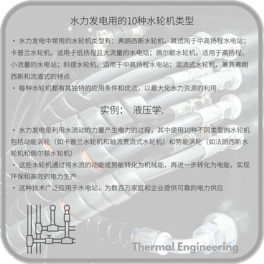 水力发电用的10种水轮机类型