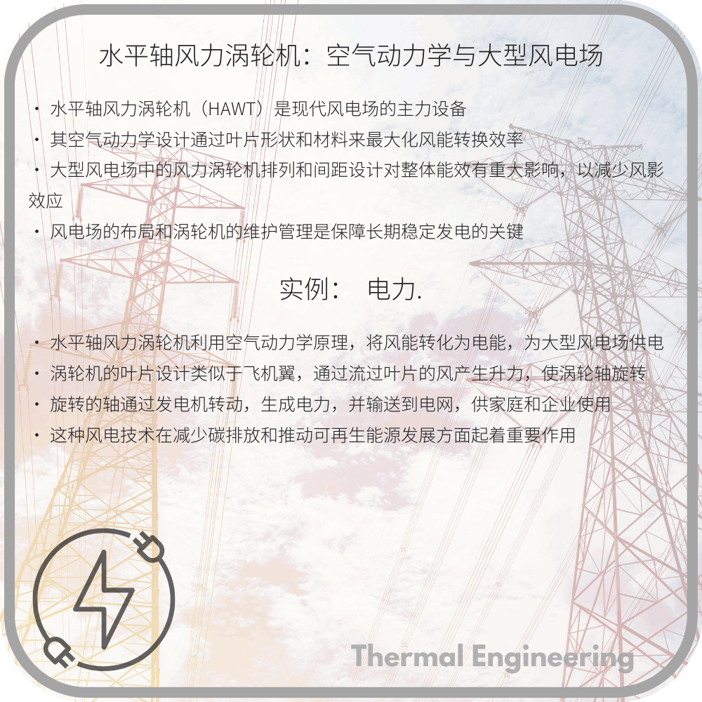 水平轴风力涡轮机:空气动力学与大型风电场