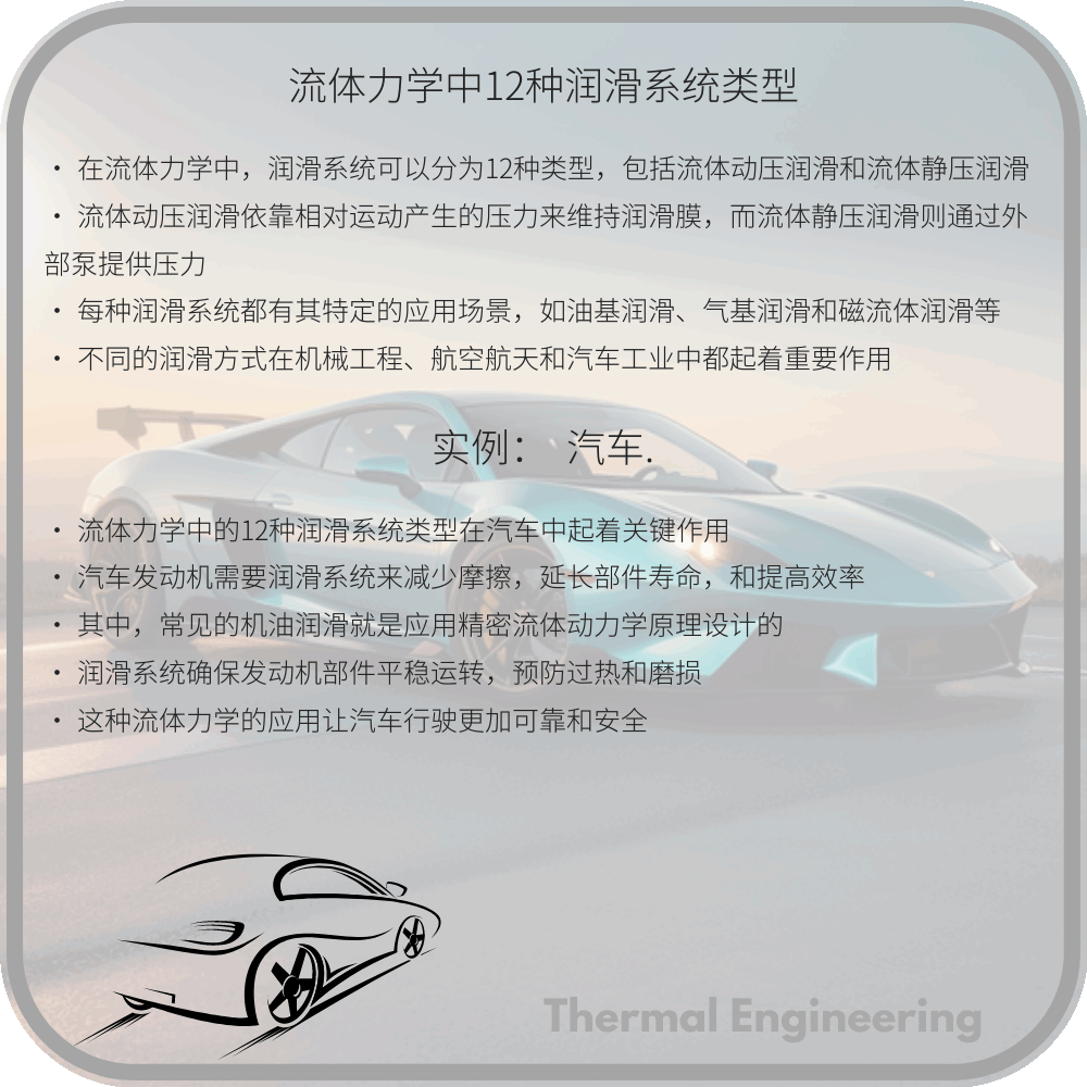 流体力学中12种润滑系统类型