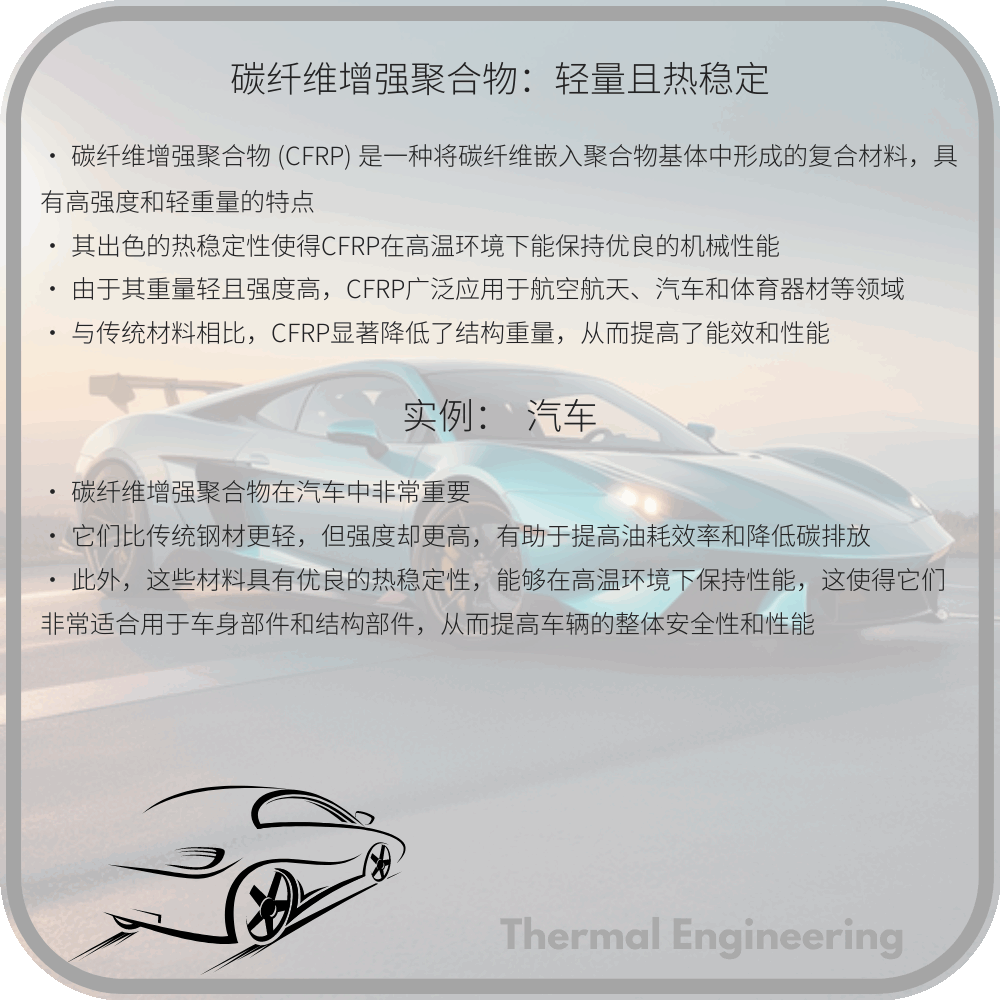 碳纤维增强聚合物：轻量且热稳定