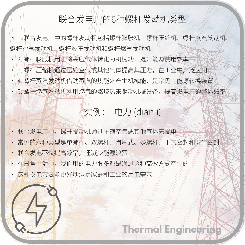 联合发电厂的6种螺杆发动机类型