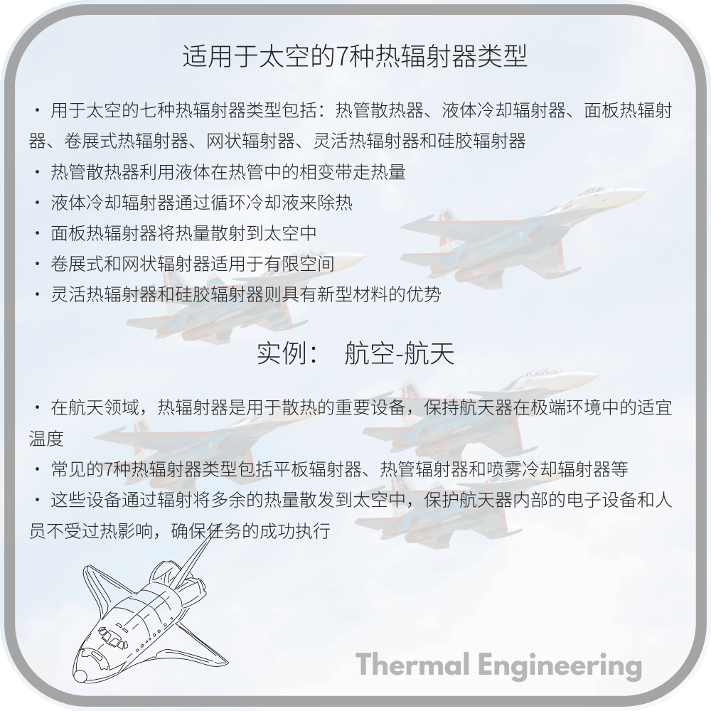 适用于太空的7种热辐射器类型